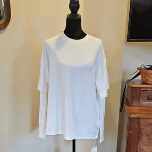 HALARA White Long Sleeve Layered Tee